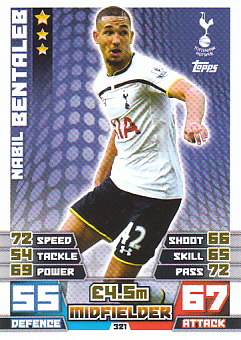 Nabil Bentaleb Tottenham Hotspur 2014/15 Topps Match Attax #321